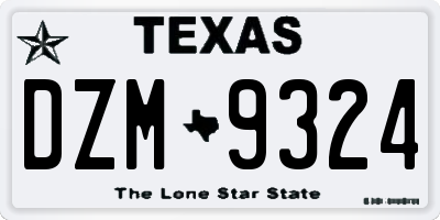 TX license plate DZM9324