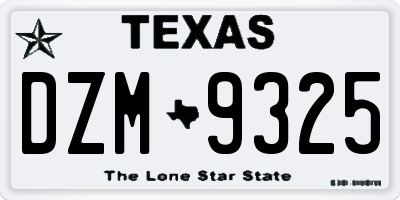 TX license plate DZM9325