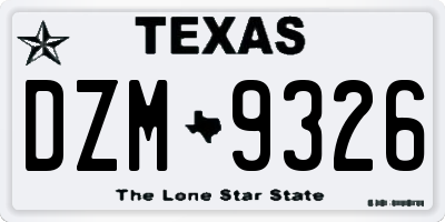 TX license plate DZM9326