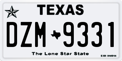 TX license plate DZM9331