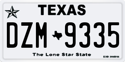 TX license plate DZM9335