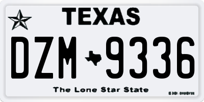 TX license plate DZM9336
