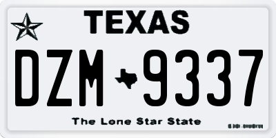 TX license plate DZM9337