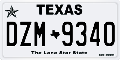 TX license plate DZM9340