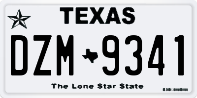 TX license plate DZM9341