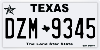 TX license plate DZM9345