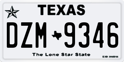 TX license plate DZM9346