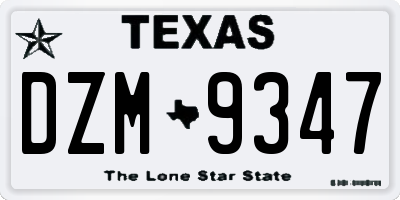 TX license plate DZM9347