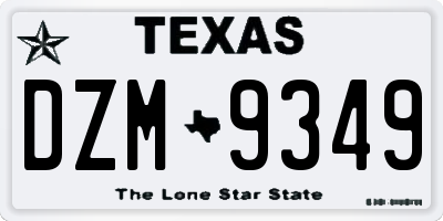 TX license plate DZM9349
