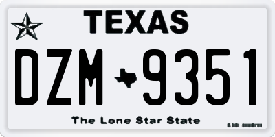 TX license plate DZM9351