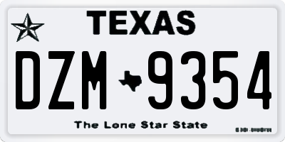 TX license plate DZM9354