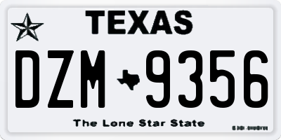 TX license plate DZM9356