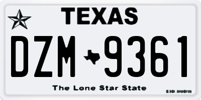 TX license plate DZM9361