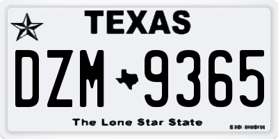 TX license plate DZM9365