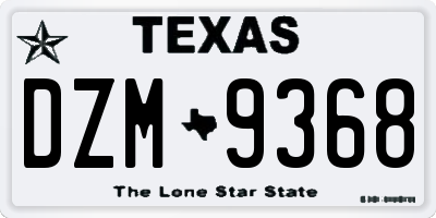 TX license plate DZM9368