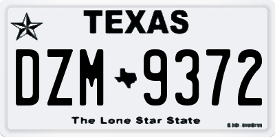 TX license plate DZM9372
