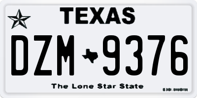 TX license plate DZM9376