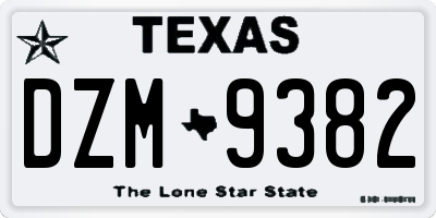 TX license plate DZM9382