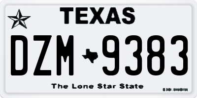 TX license plate DZM9383
