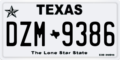 TX license plate DZM9386