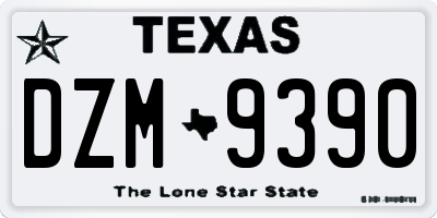 TX license plate DZM9390