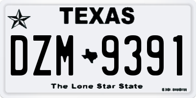 TX license plate DZM9391