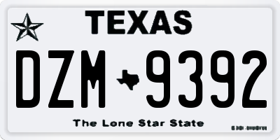 TX license plate DZM9392