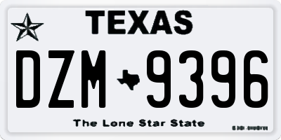 TX license plate DZM9396