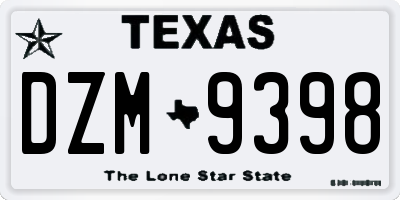 TX license plate DZM9398