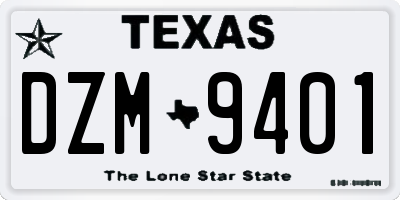 TX license plate DZM9401