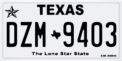 TX license plate DZM9403