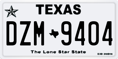 TX license plate DZM9404