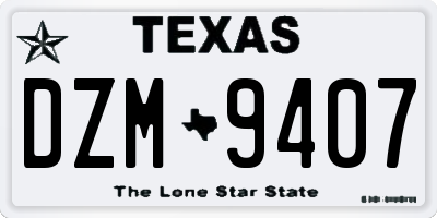 TX license plate DZM9407