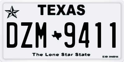 TX license plate DZM9411