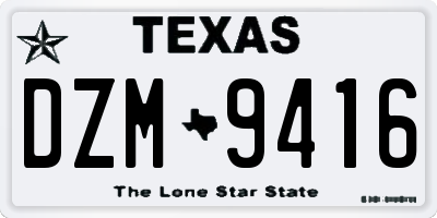 TX license plate DZM9416