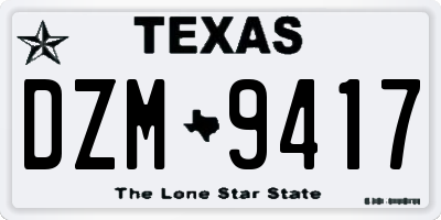 TX license plate DZM9417