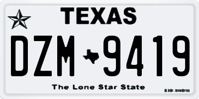 TX license plate DZM9419
