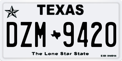 TX license plate DZM9420