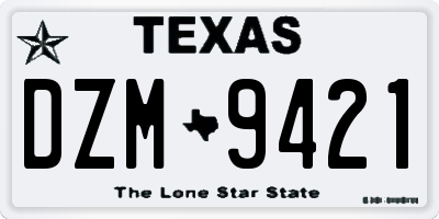 TX license plate DZM9421