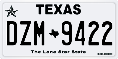 TX license plate DZM9422