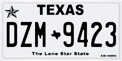 TX license plate DZM9423