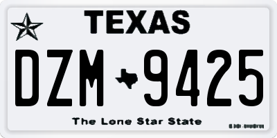 TX license plate DZM9425