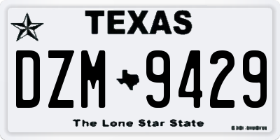TX license plate DZM9429