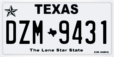 TX license plate DZM9431