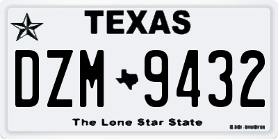 TX license plate DZM9432