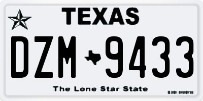 TX license plate DZM9433
