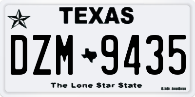 TX license plate DZM9435