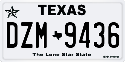 TX license plate DZM9436