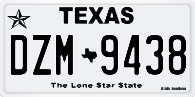 TX license plate DZM9438