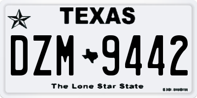 TX license plate DZM9442